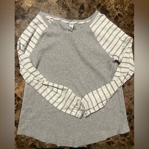 Gray and White Striped Women's Top